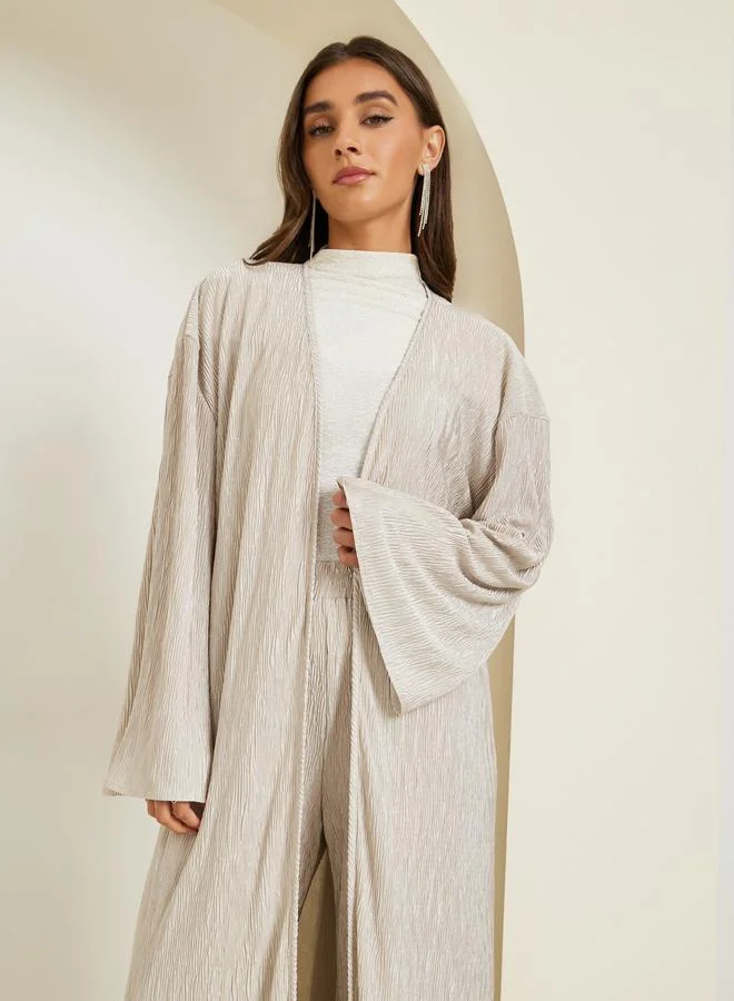 ستايلي كيمونو طويل بليسيه بقصة عادية